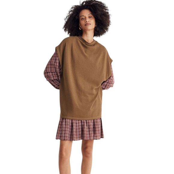 Madewell Oversized Funnelneck Tunic Top in Golden Spinach S - Picture 1 of 8